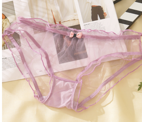 Low-waisted seamless breathable sheer mesh lingerie briefs - image 3