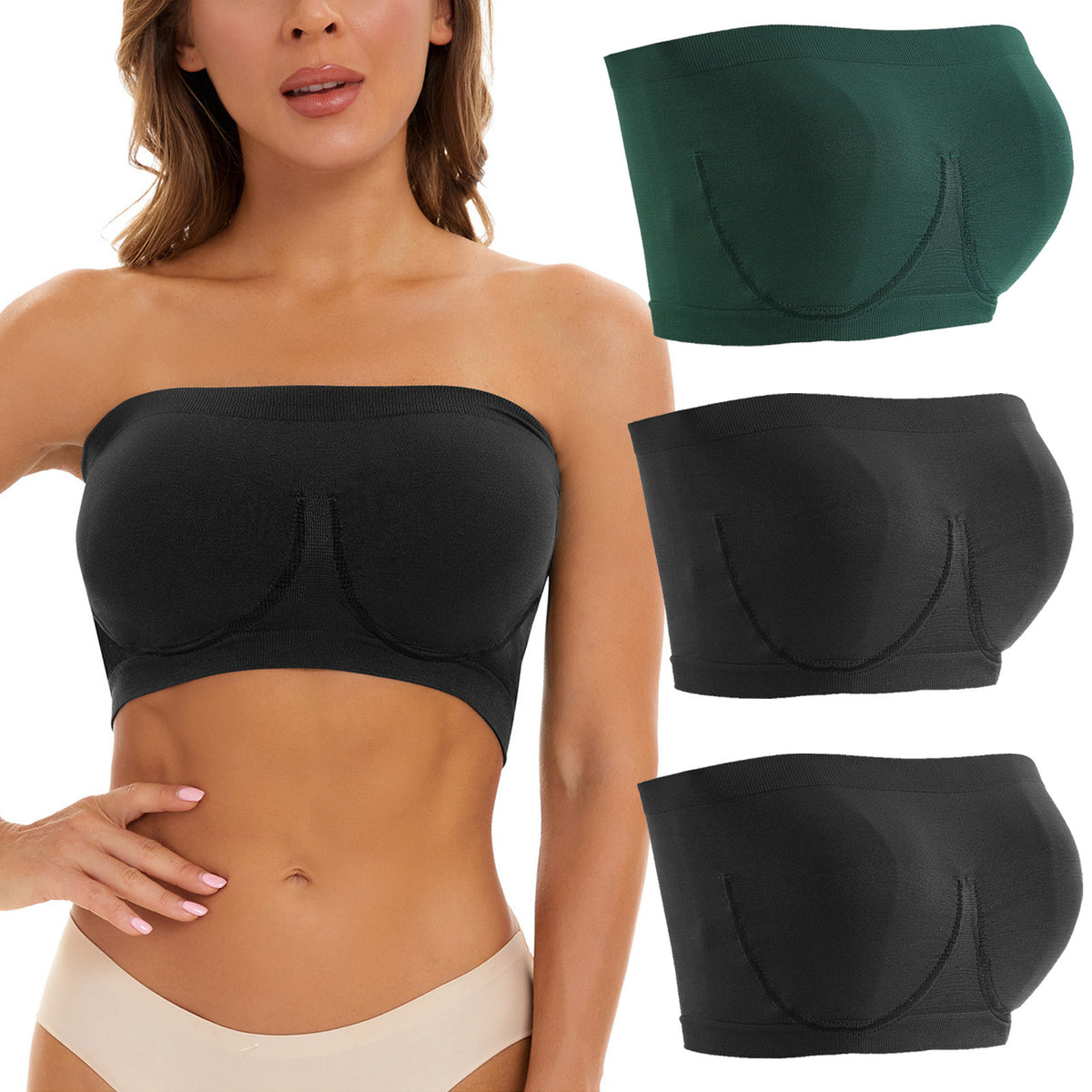 Plus-size strapless nylon and spandex bras