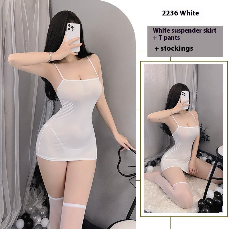 Plus-size lace lingerie skirt sets