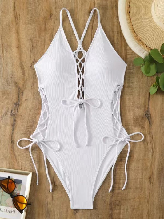 Stylish backless polyester bikini sets - image 1