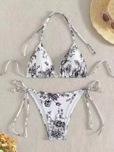 Halter floral lace and polyester bikini sets - image 1