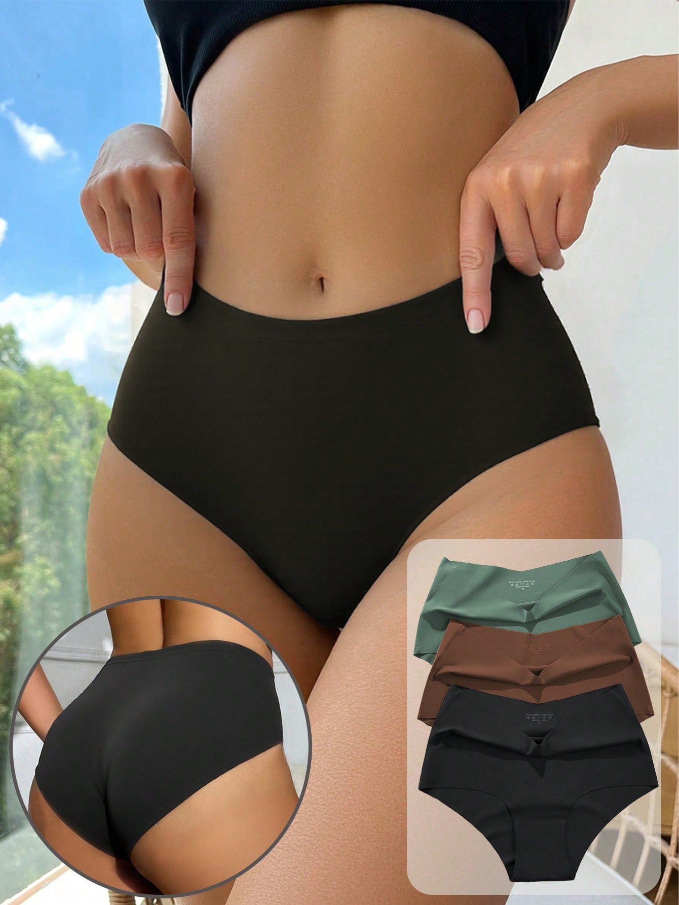 Plus-size high-waisted breathable nylon lingerie briefs - image 1