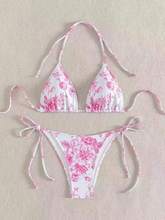 Halter floral lace and polyester bikini sets - image 2