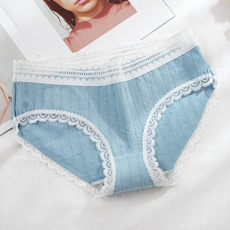 Seamless breathable cotton and lace lingerie briefs - image 2
