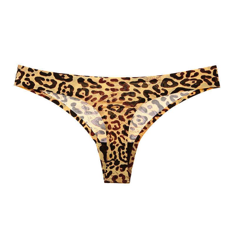 Seamless leopard silk and leather lingerie briefs