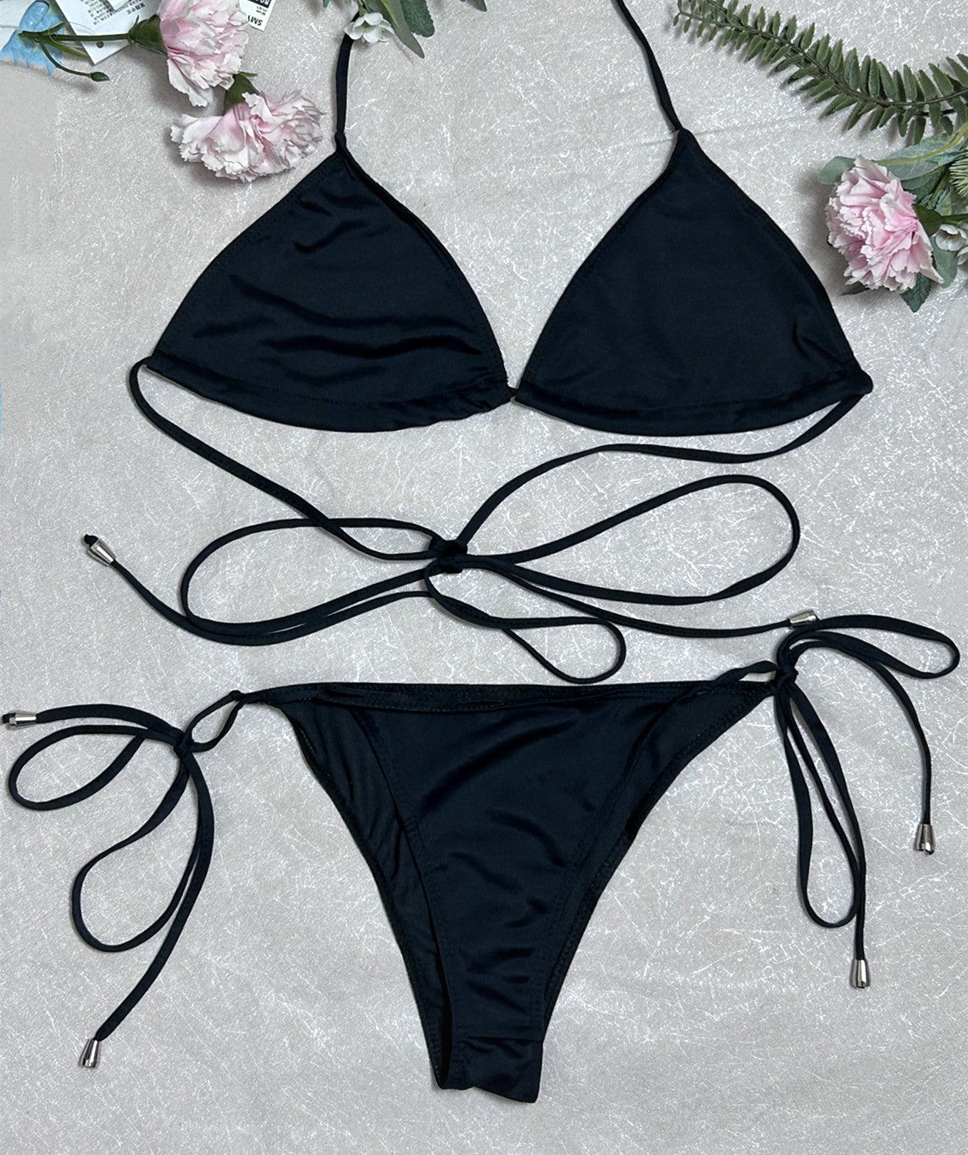 Seamless breathable backless polyester bikini sets - image 2