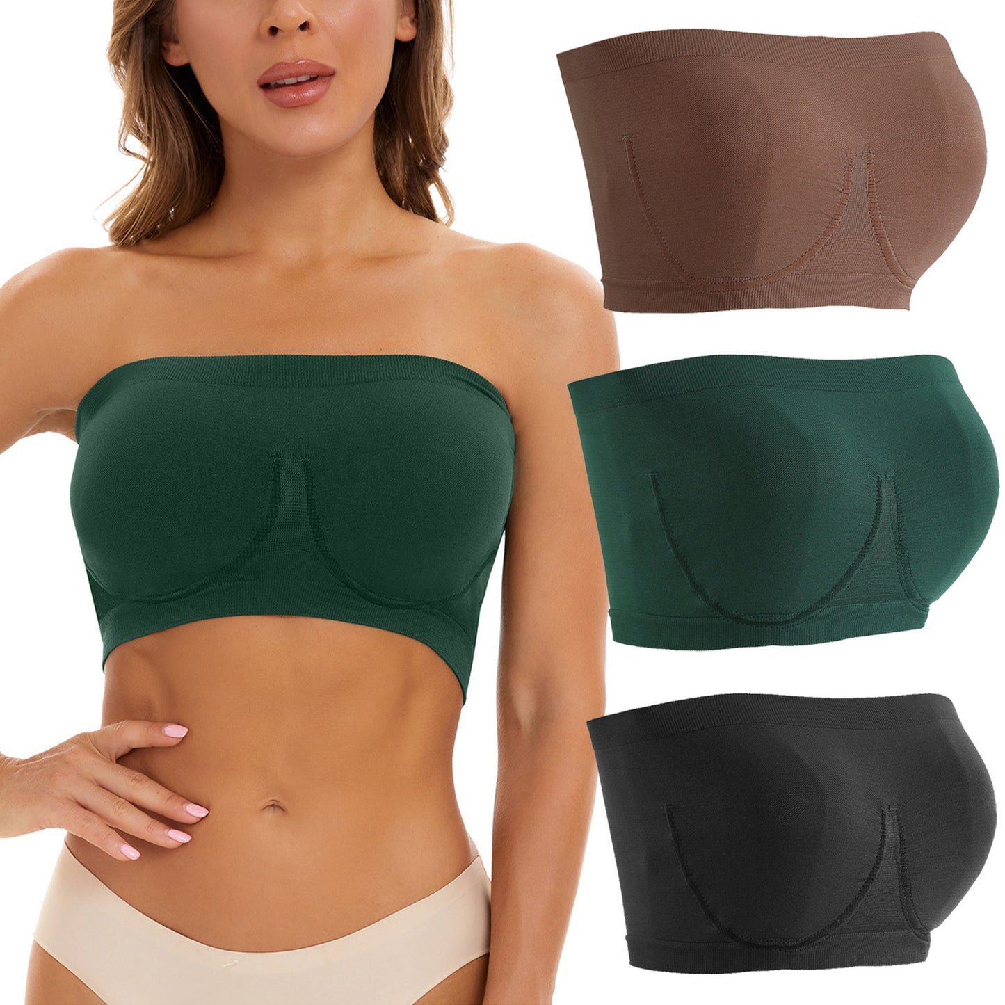 Plus-size strapless nylon and spandex bras