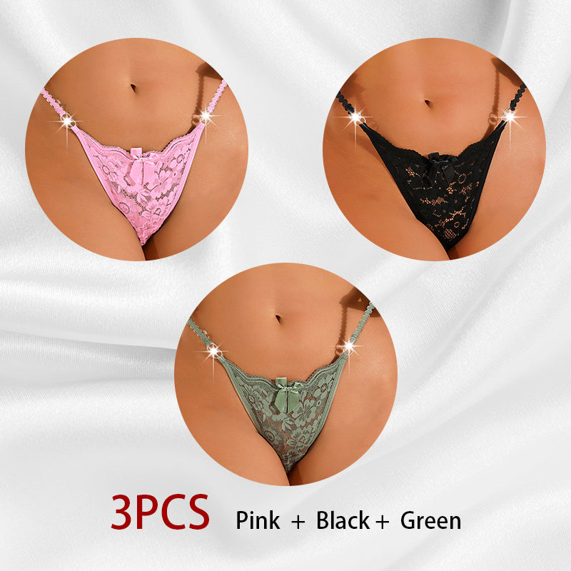 Seamless floral lace and mesh lingerie briefs
