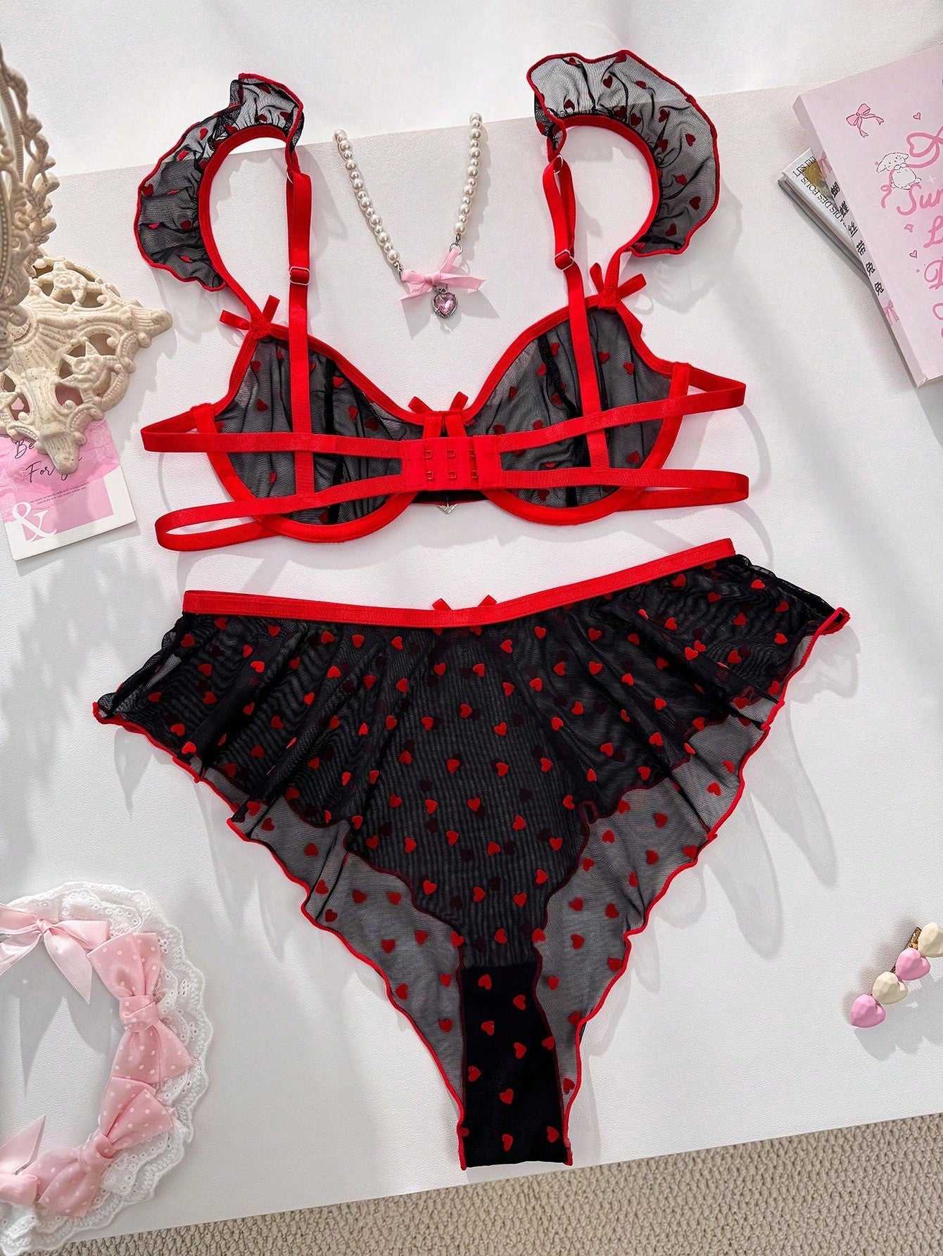 Sheer lace and mesh lingerie sets - image 3
