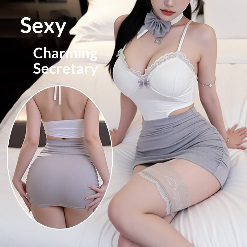 Shaping Halter Uniform Polyester Lingerie Skirt Sets - Jumpsuit Bow Tie / Free Size product image