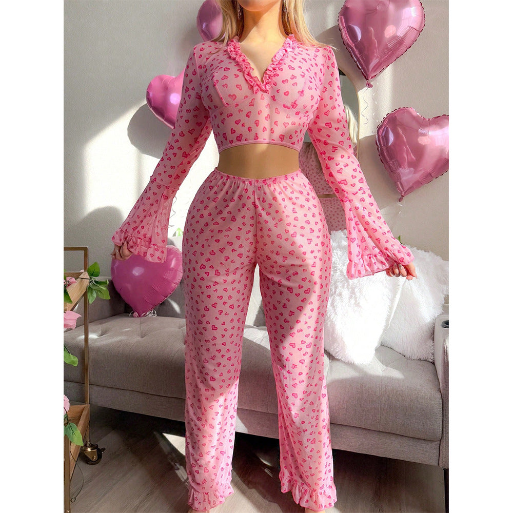 Sheer Mesh and Polyester Lingerie Sets - Pink / XL product image