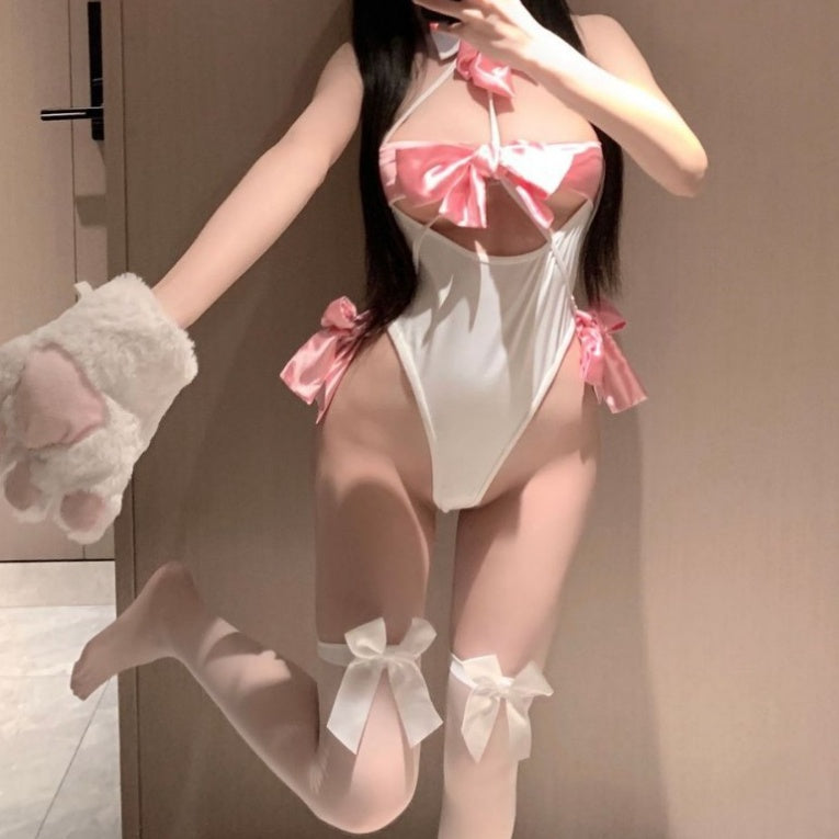 Crotchless uniform lace lingerie skirt sets