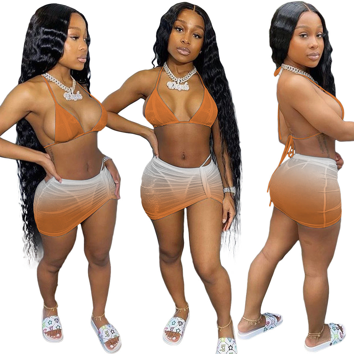 Polyester and spandex bikini sets