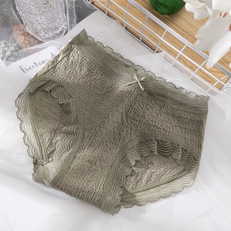 Seamless breathable lace and cotton lingerie briefs