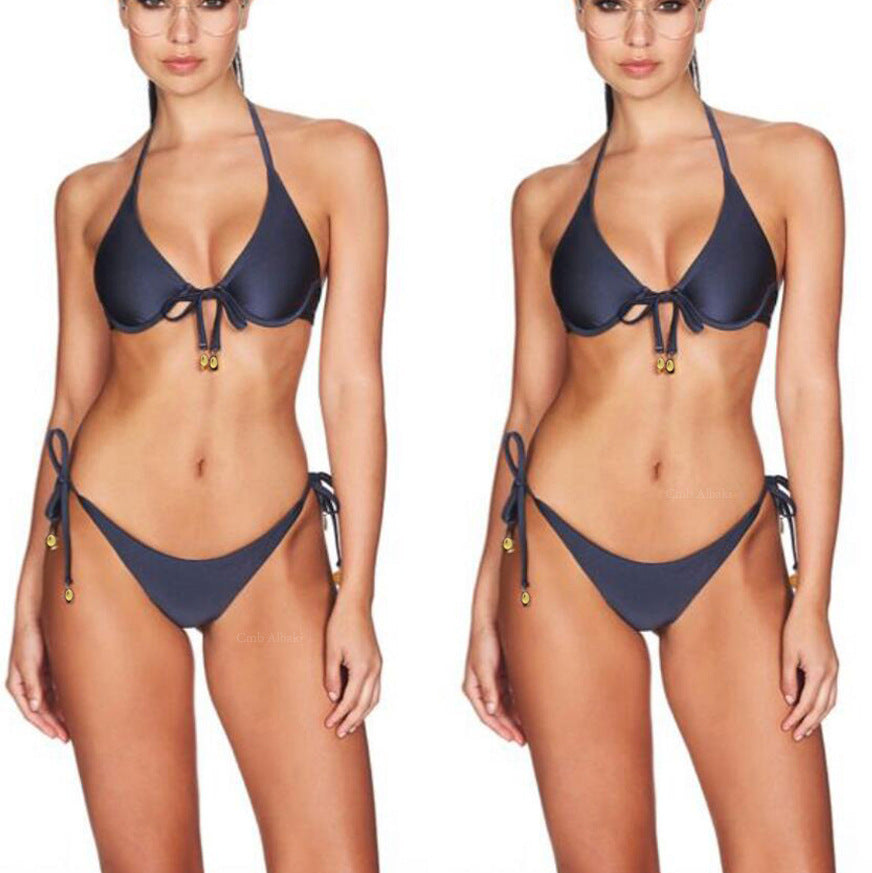 Stylish underwire nylon bikini sets
