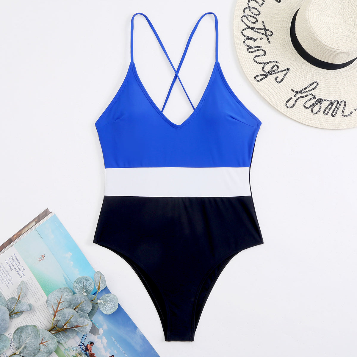 Blue long-sleeve one-piece nylon lingerie bodysuit - product image 2