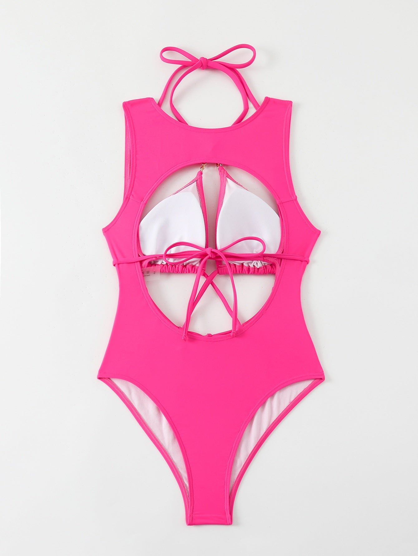 Pink cutout one-piece nylon bikini set - product image 2