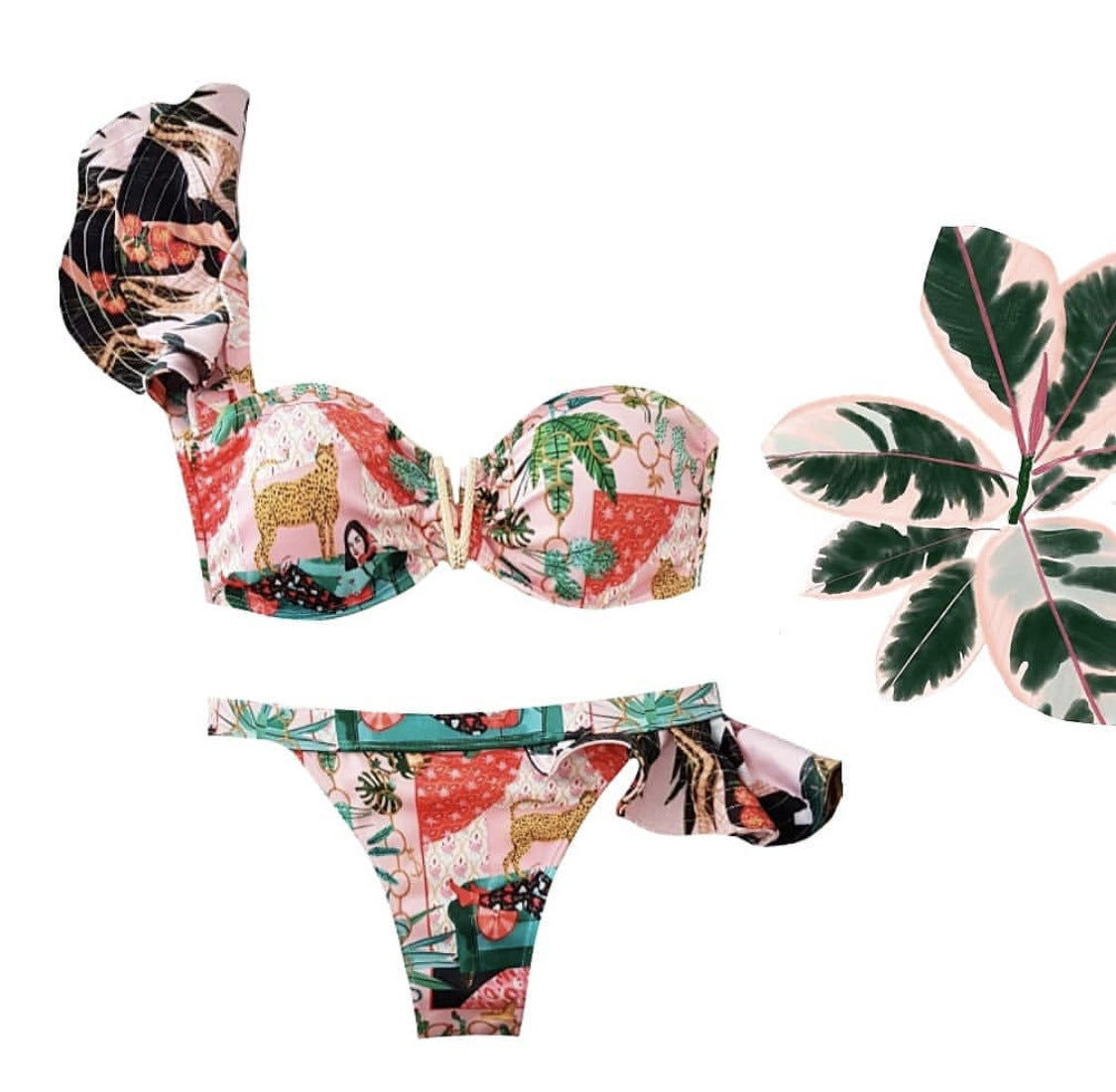 Backless cotton nylon intimate bikini sets