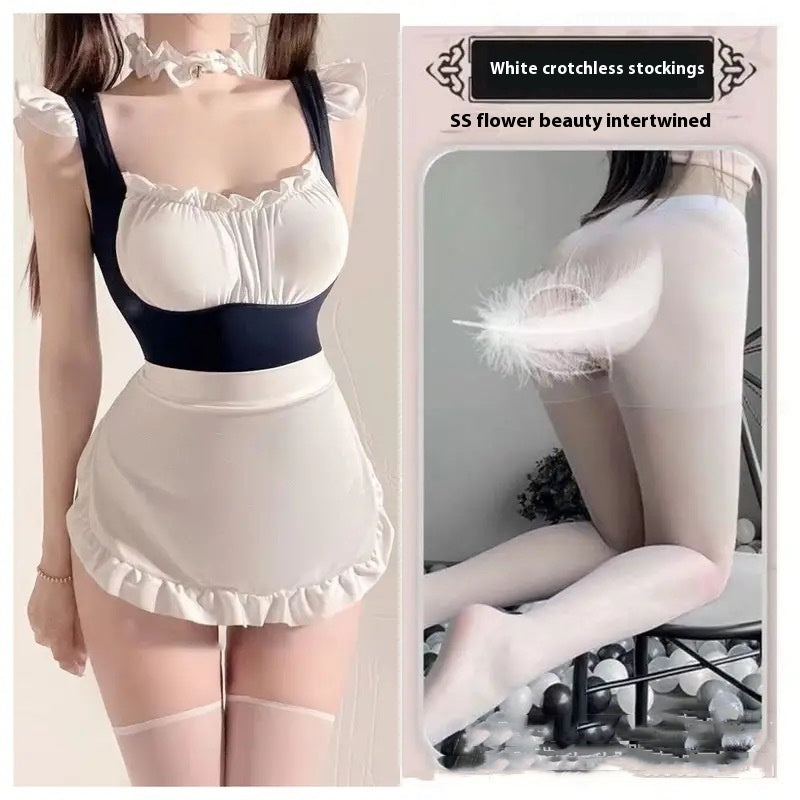 Crotchless Uniform Silk and Polyester Lingerie Bodysuits product image