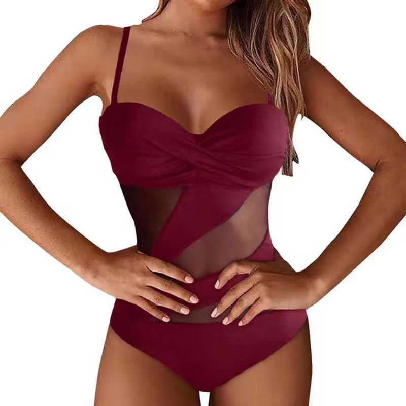 High-waisted cutout mesh and polyester bikini sets - image 2