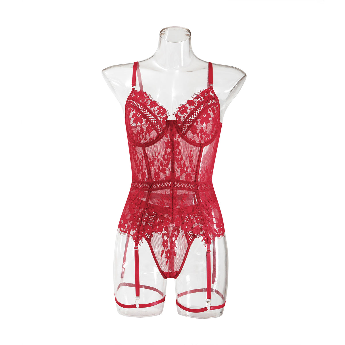 Sheer cutout lace lingerie skirt sets - image 2