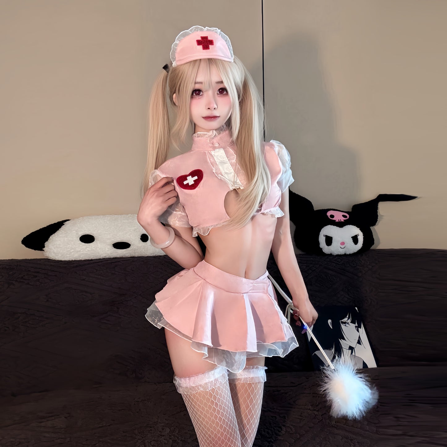 Cutout nurse intimate lingerie skirt sets