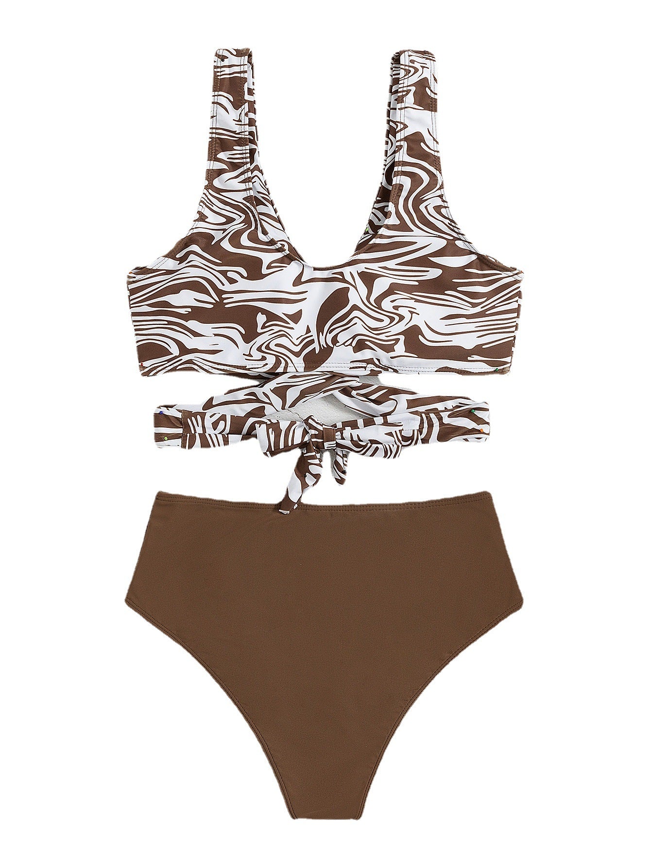 Stylish high-waisted polyester bikini sets