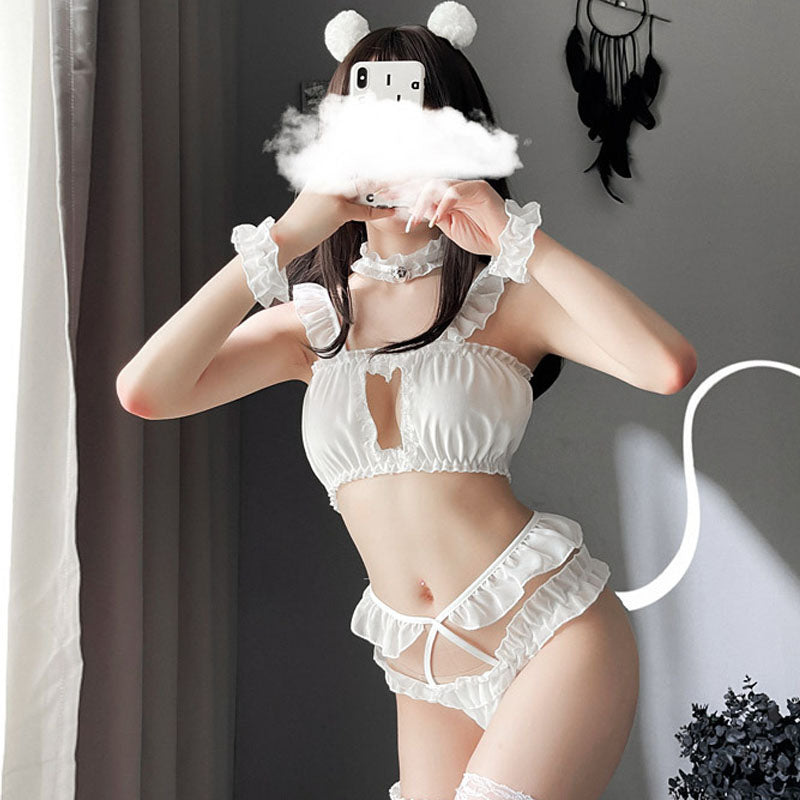 Fishnet maid chiffon lingerie skirt sets - image 2