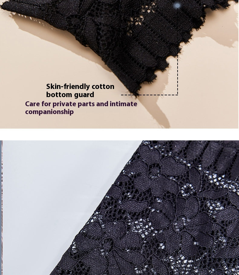 Plus-size high-waisted lace and nylon lingerie briefs - image 2