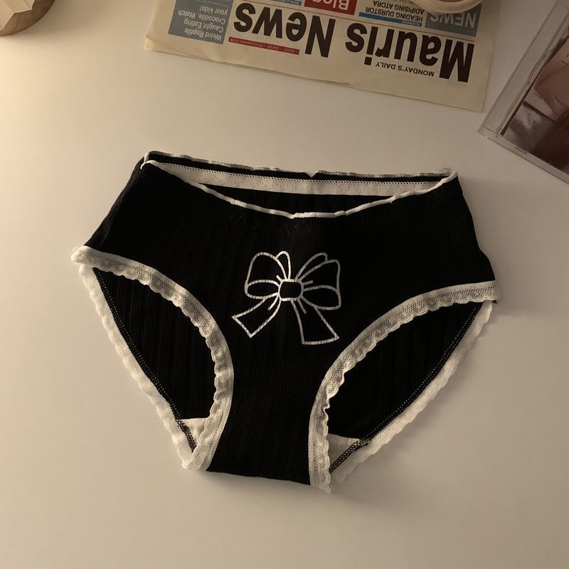 Breathable plaid lace and cotton lingerie briefs - image 4