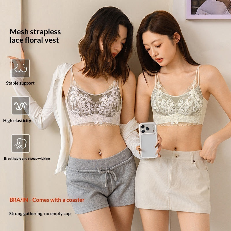 Push-Up Seamless Breathable Shaping Lace Bras - Black / S product image