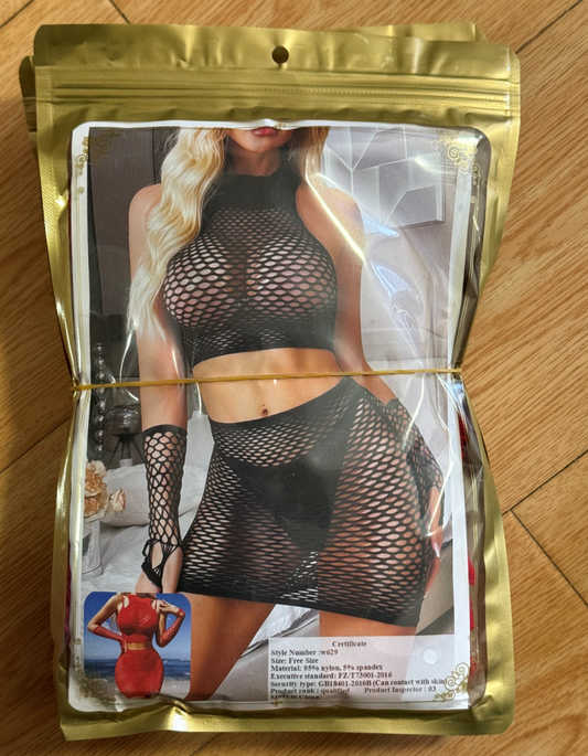 Halter fishnet mesh intimate lingerie bodysuit - product image 1