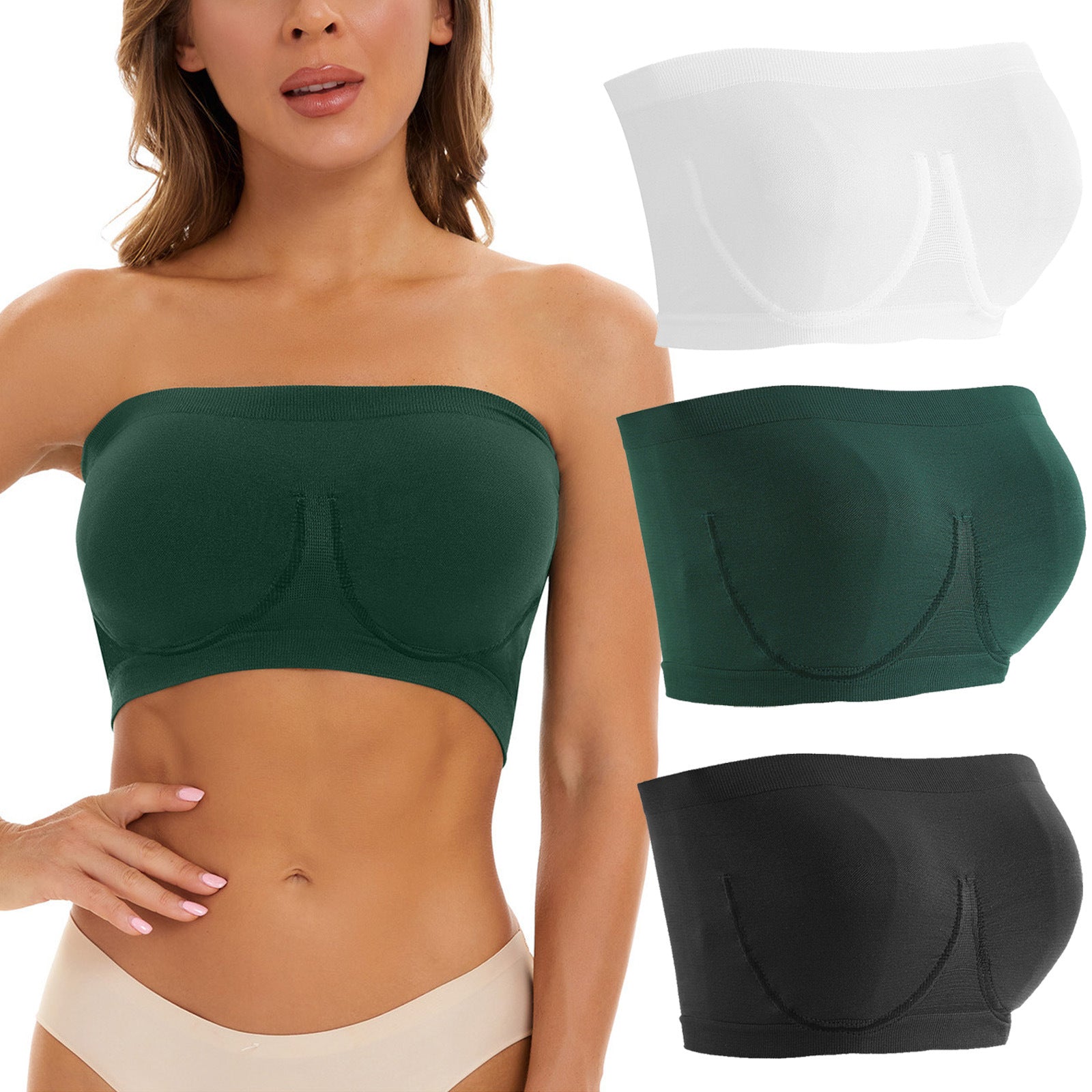 Plus-size strapless nylon and spandex bras - image 3