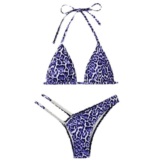 Black leopard polyester intimate bikini set - product image 1