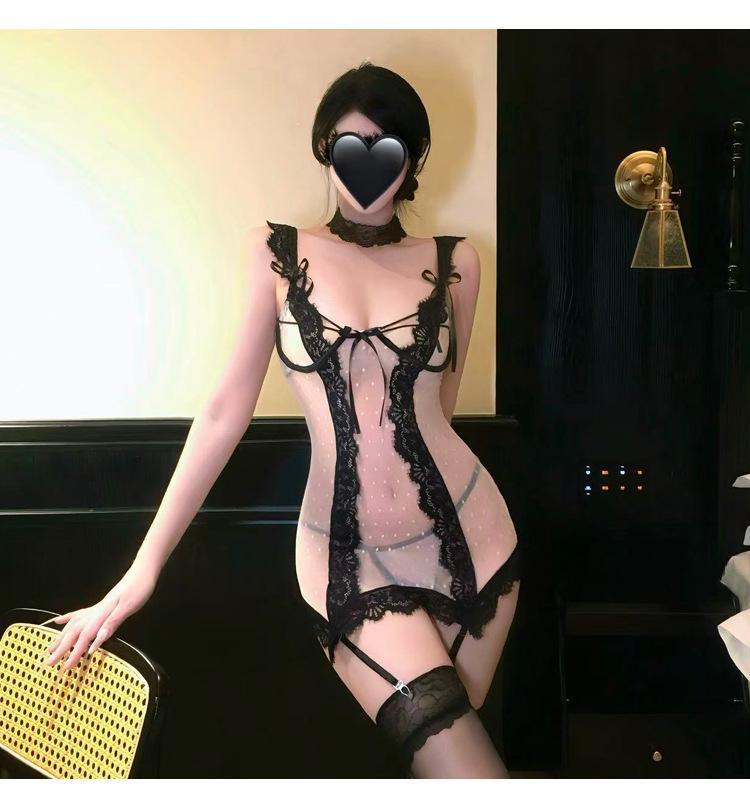 Cutout shaping mesh lingerie skirt sets - image 2