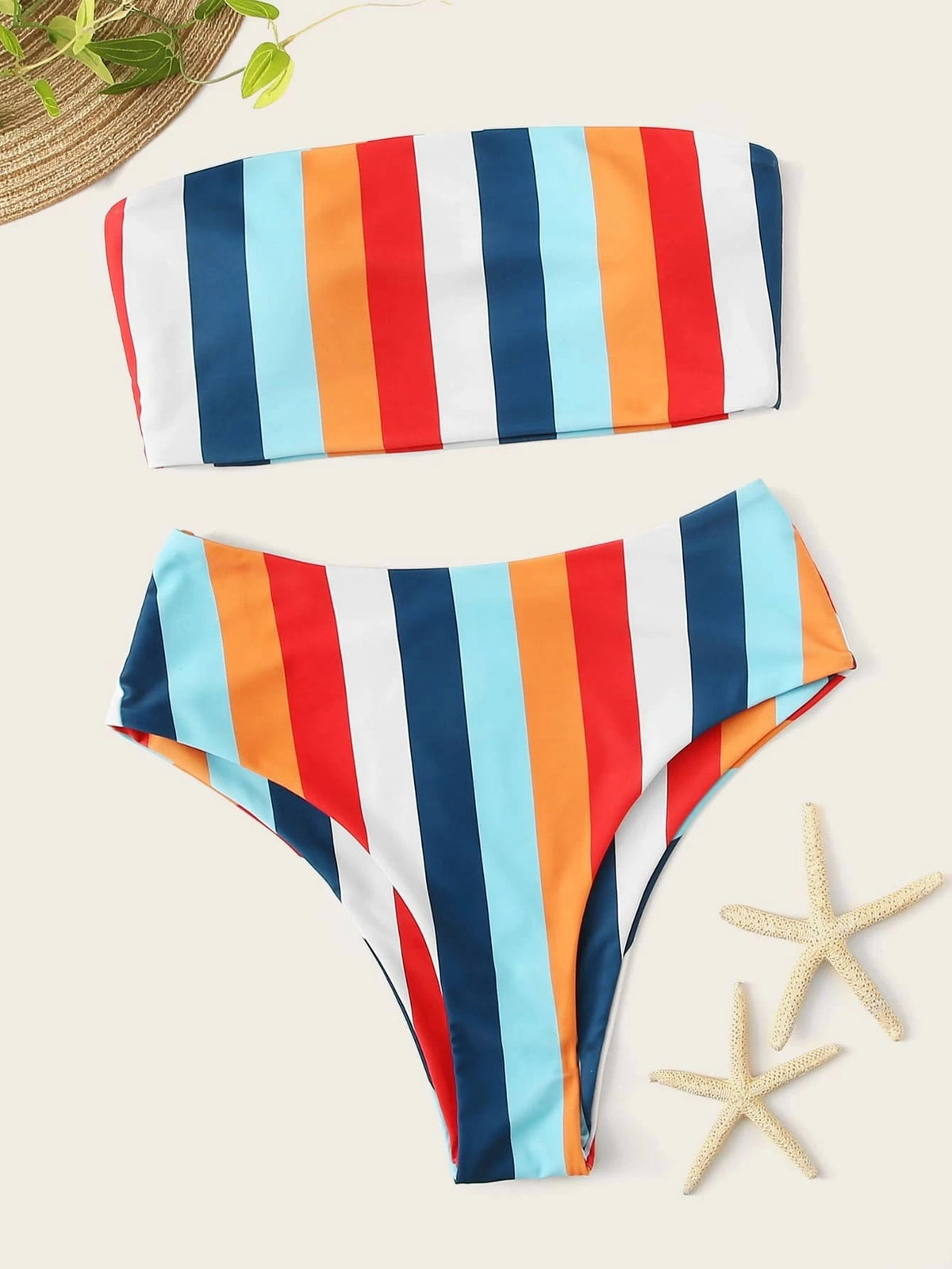 High-waist polyester lingerie bikini sets