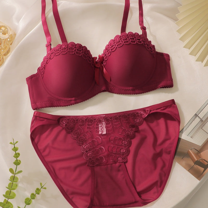 Elegant Feminine Embroidered Lingerie Sets - Red / S product image
