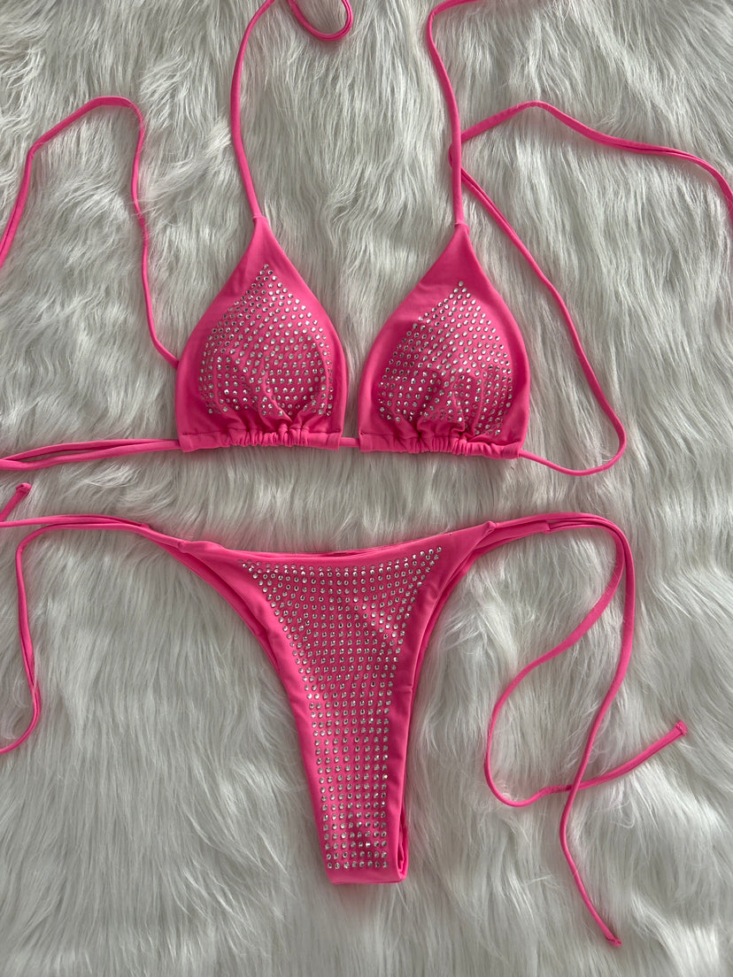 Backless lace and nylon bikini sets