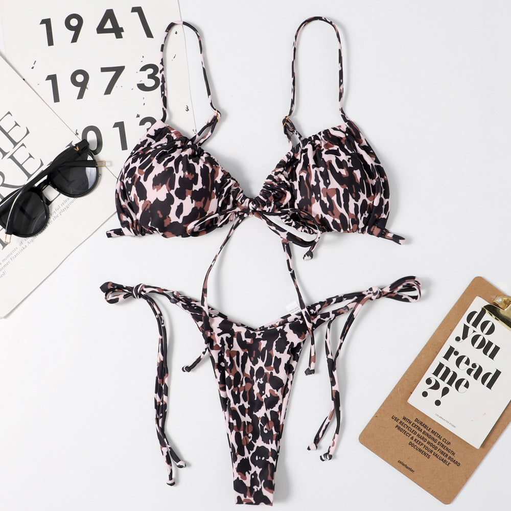 Backless leopard-print bikini sets