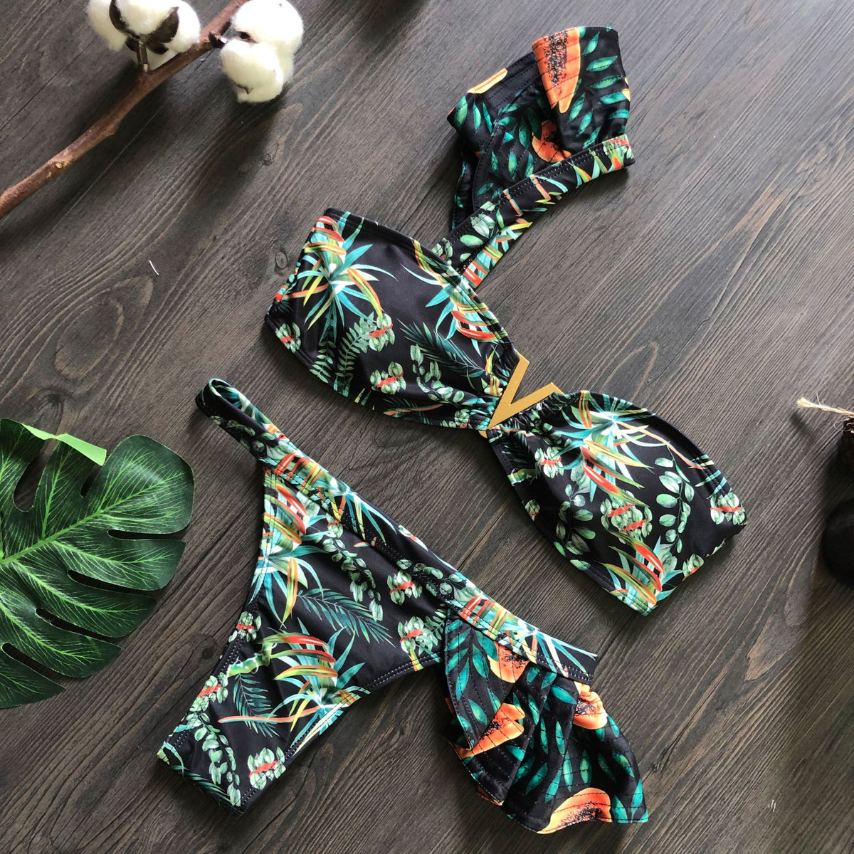 Backless cotton nylon intimate bikini sets