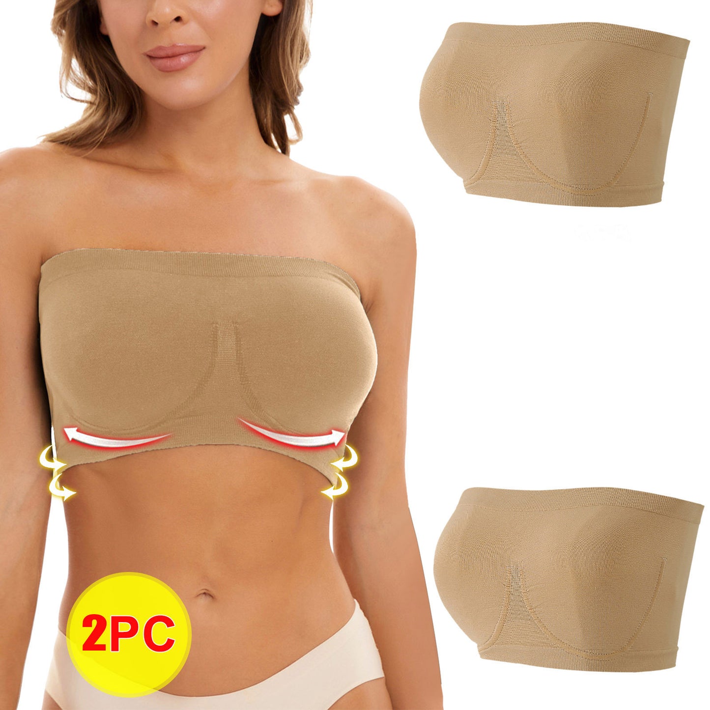 Plus-size strapless nylon and spandex bras