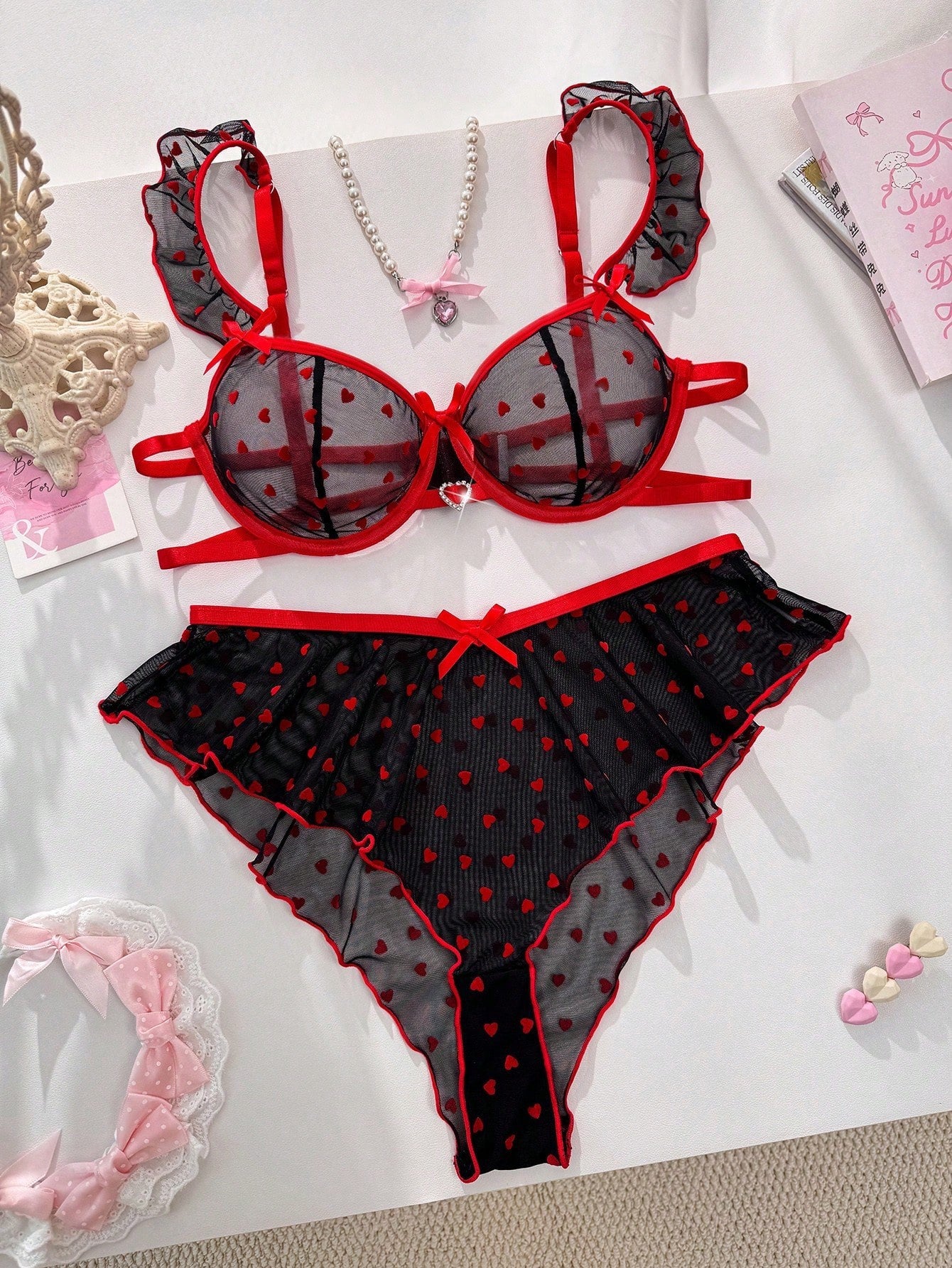 Sheer lace and mesh lingerie sets - image 1