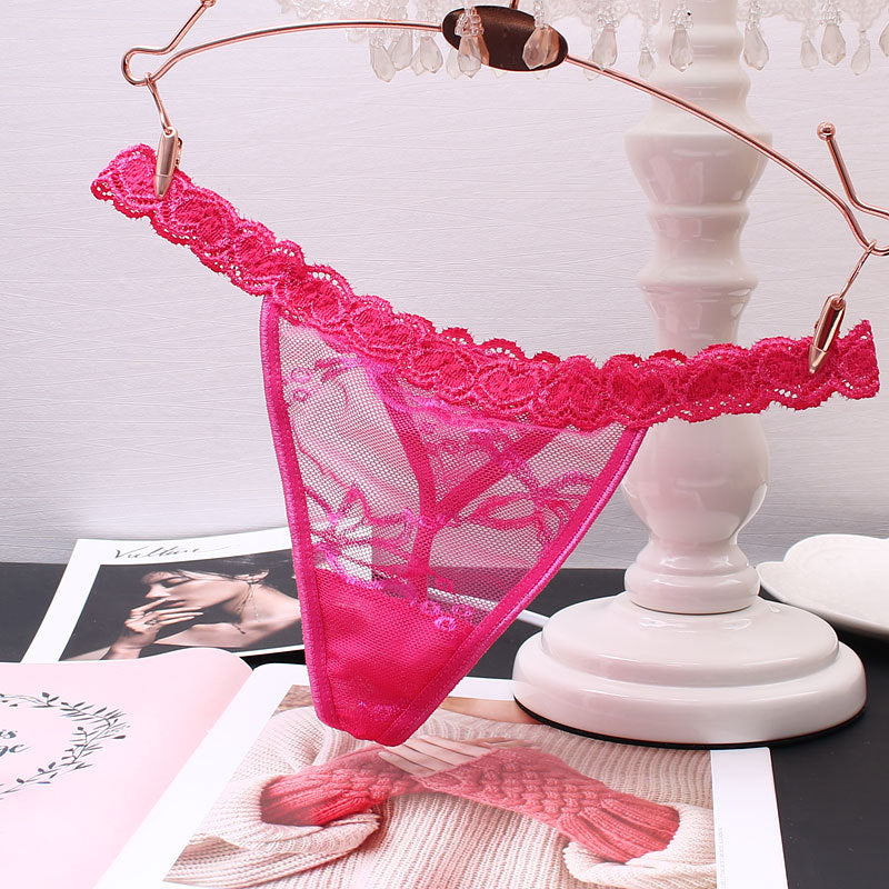 Low-waisted seamless sheer lace lingerie briefs