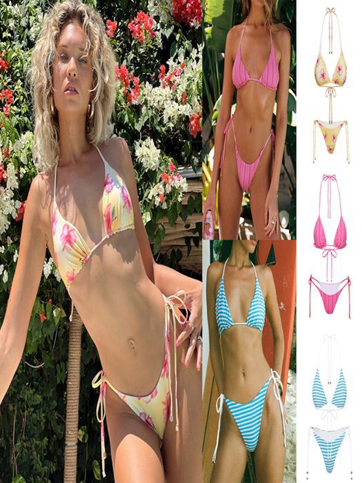 Blue backless polyester intimate bikini set - product image 2