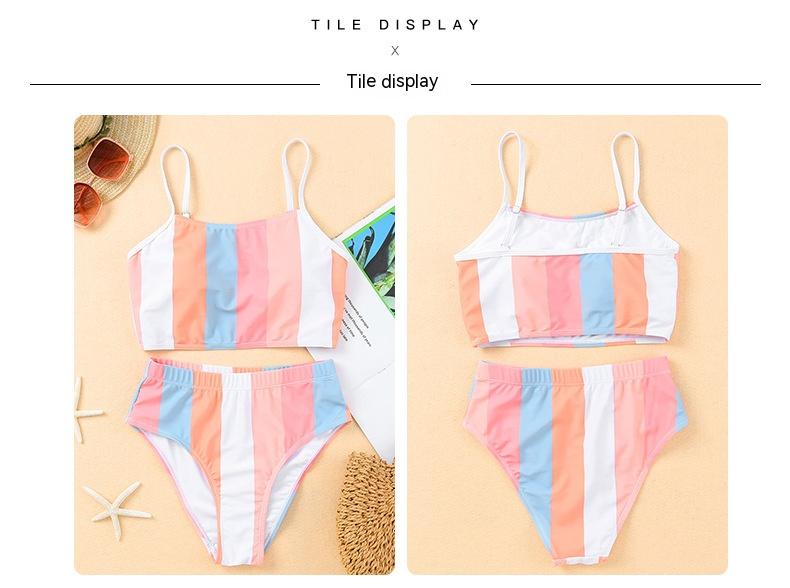 Orange high-waist polyester nylon bikini set - product image 2