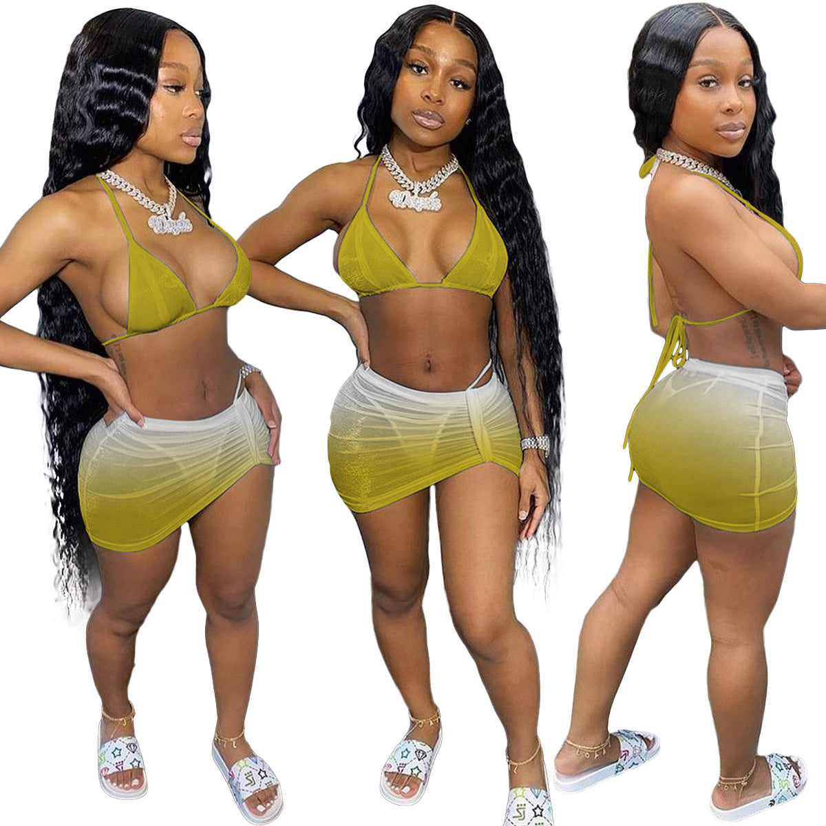 Polyester and spandex bikini sets
