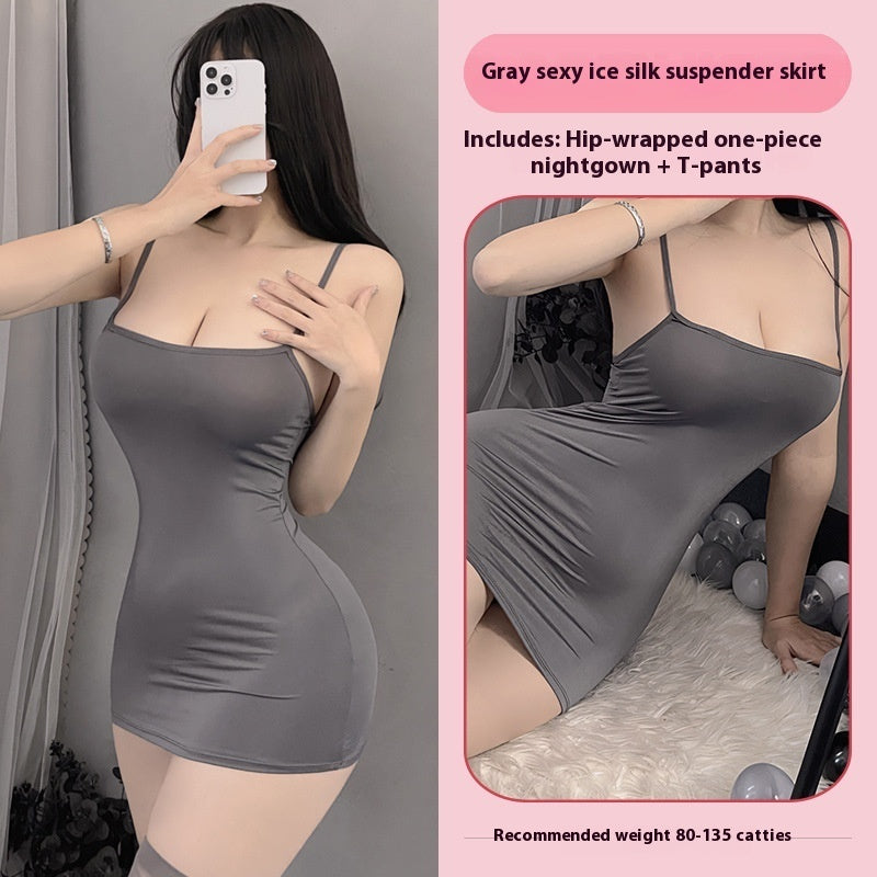 Plus-Size Lace Lingerie Skirt Sets - Black / Plus Size product image