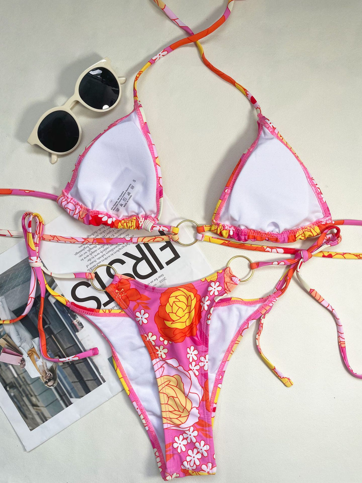 Backless floral lace and polyester bikini sets - image 3