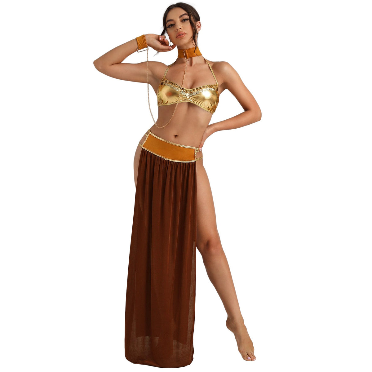 Elegant Plus-Size Spandex Lingerie Sets - Brown / S product image