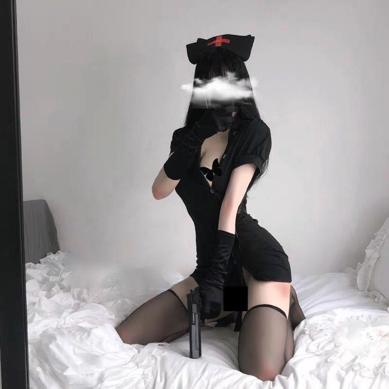 Nurse Polyester Lingerie Skirt Sets - Black Suit / Average Size product image
